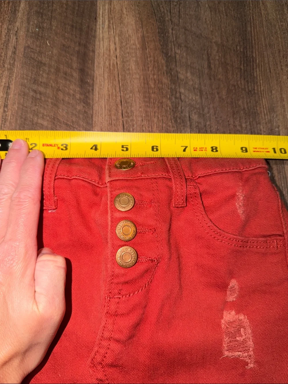 Old Navy Denim Orange Distressed Skirt size XS (5) Adjustable Waist